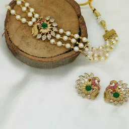 Anouk Gold-Plated Cubic Zirconia-Studded & Beaded Jewellery Set-10