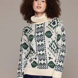 The Roadster Lifestyle Co. Self-Designed Turtle Neck Acrylic Pullover-image-21