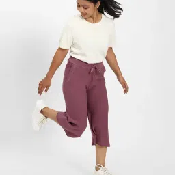 BlissClub Women Lavender Mid Rise Cotton Culottes With Two Pockets-image-26