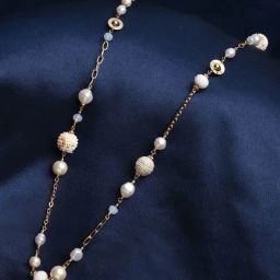 ToniQ White Artificial Beads Gold-Plated Chain For Women-image-30