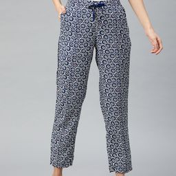 Van Heusen Women Navy Blue & White Floral Printed Lounge Pants-image-37