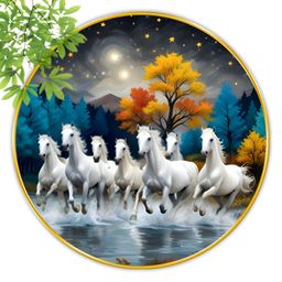 SAF Blue & White 1 Piece Wood Birds and Animals Wall Paintings-35