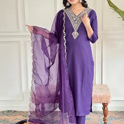CaniBani Women Viscose Rayon Embroidered Kurta Sets-image-77