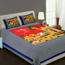 Aura Red & Yellow Ethnic Motifs Printed 144 TC Cotton Queen Bedsheet Set 2.10 m x 2.30 m-picture-17
