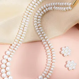 Anouk Women White Pearls Kundan Beaded Single Line Necklace Jewelry Set-20