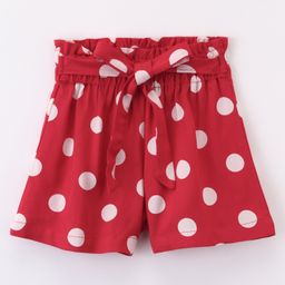CrayonFlakes All Over Polka Dots Printed Belted Shorts - Red-picture-34