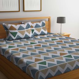 FABINALIV 300 TC Cotton Blend Super King Size Double Bedsheet with 2 Pillow Covers Geometric - Multicolor-picture-16