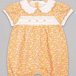 Budding Bees Half Sleeves Floral Printed & Embroidered Romper - Yellow-image-31
