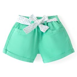 Babyhug Twill Woven Mid Thigh Solid Colour Stretchable Shorts - Green-image-50