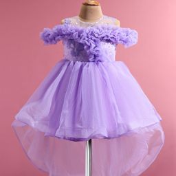 Mark & Mia  Sleeveless Party Frock with Frill & Sequined Detailing - Lavender-image-24