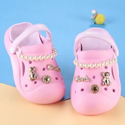 Oh! Pair Clogs with Back Strap Closure & Beads Applique - Pink-image-43
