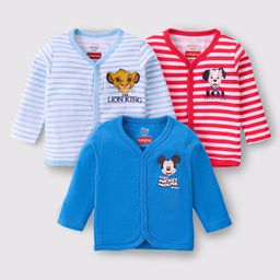 Babyhug Disney Interlock Cotton Knit Full Sleeves Front Open Jhablas with  Mickey Mouse 101 Dalmatians and Lion King Graphics Pack of 3 - Red & Blue-image-77