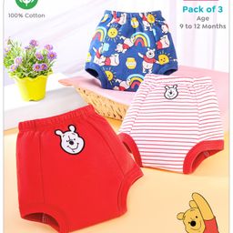 Babyhug Disney Teddy Bear Print Print Training Pant Pack of 3 - Red-11