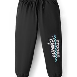 Taeko Knit Full Length Fleece & Woollen Bottom With Text Print - Black-image-48