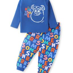 Babyhug Disney Single Jersey Knit Full Sleeves Night Suit With Sully Graphic - Blue-image-17