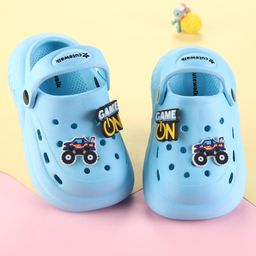 Cute Walk by Babyhug Clogs with Back Strap & Game On Applique - Light Blue-image-86