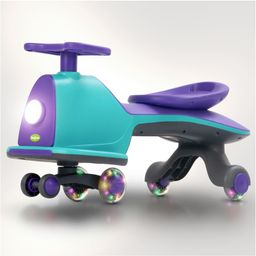 Baybee Nord Kids Magic Swing Cars for Kids, Twister Ride on Toy Kids Car with Flashing LED PU Wheels, Music & Light | Push Ride on Baby Car (Teal Green/Violet)-9