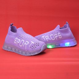 FEETWELL SHOES Mesh Detailed Perforated Slip On LED Shoes - Purple-image-49