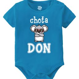 Baby Buzz 100% Cotton Half Sleeves Chota Don Text Printed Onesie - Blue-image-80