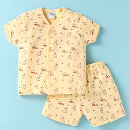 Tango Interlock Knit Half Sleeves Shorts Night Suit with Bunny Print - Cream-image-37