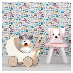 Aroha House Dreamy Unicorns, Dinosaurs & Sea Horse Kids WallpaperFun White Peel and Stick Design for Nurseries and Bedrooms-picture-16