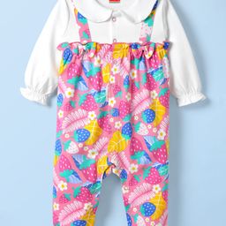 Babyhug 100% Cotton Interlock Knit Full Sleeves Romper with Tropical Theme Print - Multicolor-picture-14