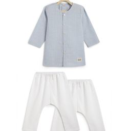 Tiber Taber 100% Cotton Woven Full Sleeves Striped Kurta & Pyjamas Set - Blue-picture-18