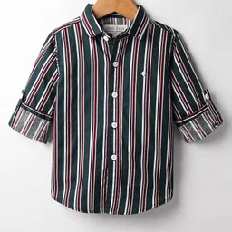 JASH KIDS Cotton Woven Full Sleeves Striped Shirt - Navy Blue-picture-20