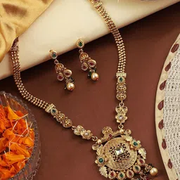 Anouk Gold-Plated Stone Studded & Beaded Antique Jewellery Set-53