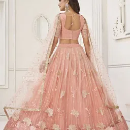 DIVASTRI Embellished Thread Work Semi-Stitched Lehenga With Unstitched Blouse & Dupatta image 4