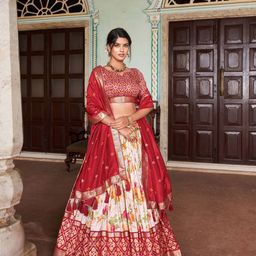 A TO Z CART Printed Ready to Wear Silk Lehenga & Unstitched Blouse With Dupatta image 2