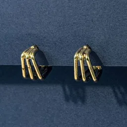 NAMAN ARTS Gold Plated Contemporary Half Hoop Earrings-image-49