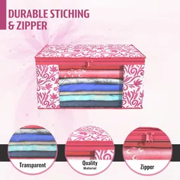 Kuber Industries Pink & Red 24 Pieces Printed Foldable Multi Utility Organisers image 5