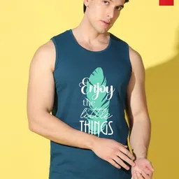 WOOSTRO Pack Of 2 Printed Combed Cotton Gym Vests VWS26(ENJOY PEACOCK)(PLAIN RED)-image-87