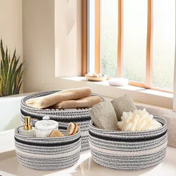 Aura Grey Set of 3 Regular Tote Basket Organisers-5