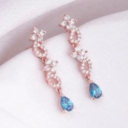 GIVA 92.5 Sterling Silver Rose Gold Blue Moon Dangler Earrings-image-83