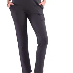 FITHUB Dark Grey Slim Fit High Rise Trousers-image-60