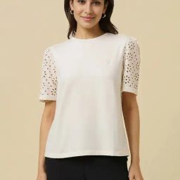 Allen Solly White Cotton Regular fit Self T-Shirts-image-93