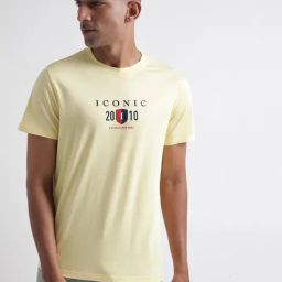 Iconic Men Typography Regular Fit Cotton T-shirt-image-4