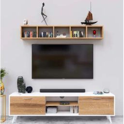 SPYDER CRAFT Engineered Wood TV Entertainment Unit (White & Canyon Oak)-14