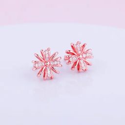 GIVA 92.5 Sterling Silver Rose Gold Floral Dreams Stud Earrings-18