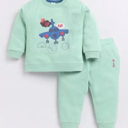 Dollar Kids Green Embroidered Full Sleeves T-Shirt with Joggers-image-36