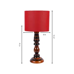 Tucasa NTU-208 B-22 Table Lamp with Wood Base (Red) image 2