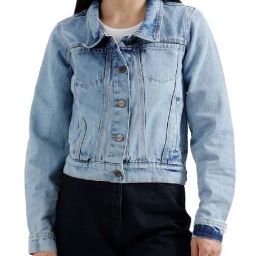 Elle Blue Cotton Denim Jacket-image-65