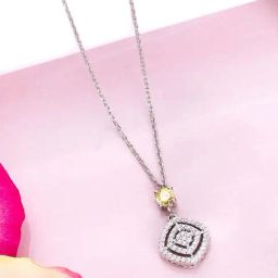 Zavya 925 Silver Radiant Geometry Rhodium-Plated Square Pendant for Women-image-72