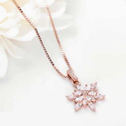 Zavya 925 Silver Floral Elegance Rose Gold Pendant with Chain for Women-image-94