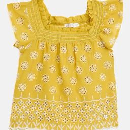Elle Girls Yellow Pure Cotton Top-image-1