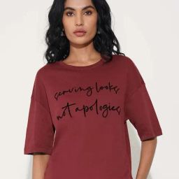 People By Pantaloons Barn Red Regular Fit Printed T-Shirt-picture-22
