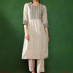 Jaipur Kurti Women Ethnic Motifs Embroidered Kurta with Trousers-21