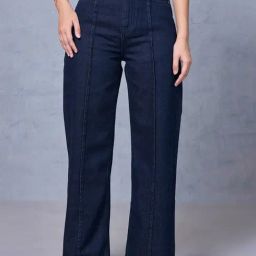 Bewakoof Navy Straight Fit High Rise Jeans-image-33